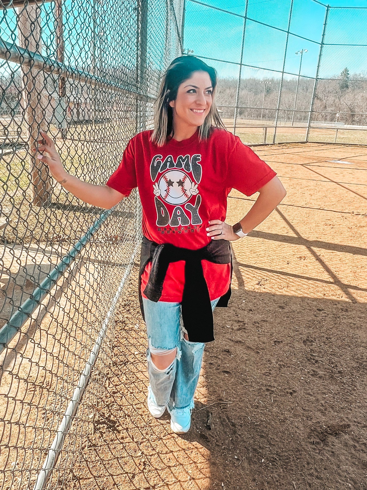 RED BASEBALL GAMEDAY TEE