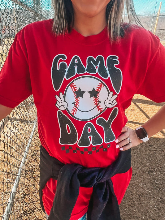 RED BASEBALL GAMEDAY TEE