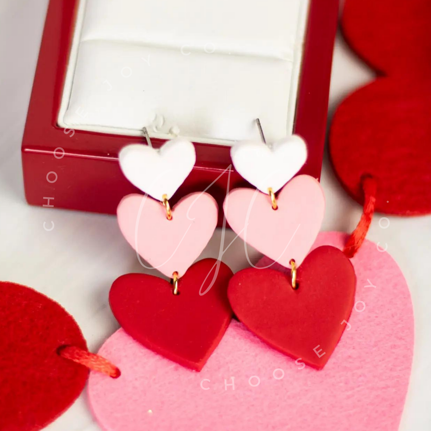 Triple Heart Dangle Earrings