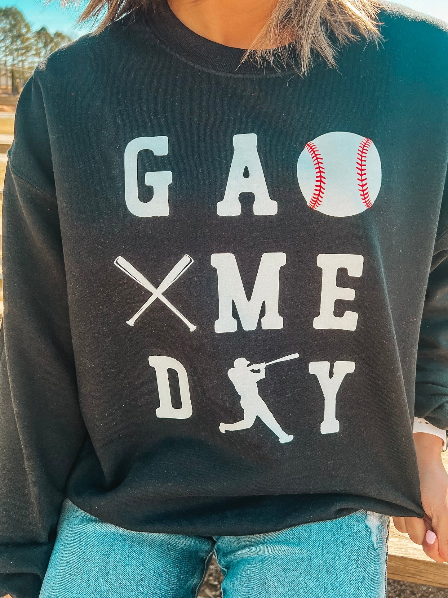 BLACK GAMEDAY BASEBALL SWEATSHIRT