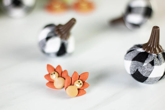 Clay Turkey Hoop & Stud Earrings