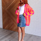 Noticed in Neon Checkered Cardigan in Pink and Orange