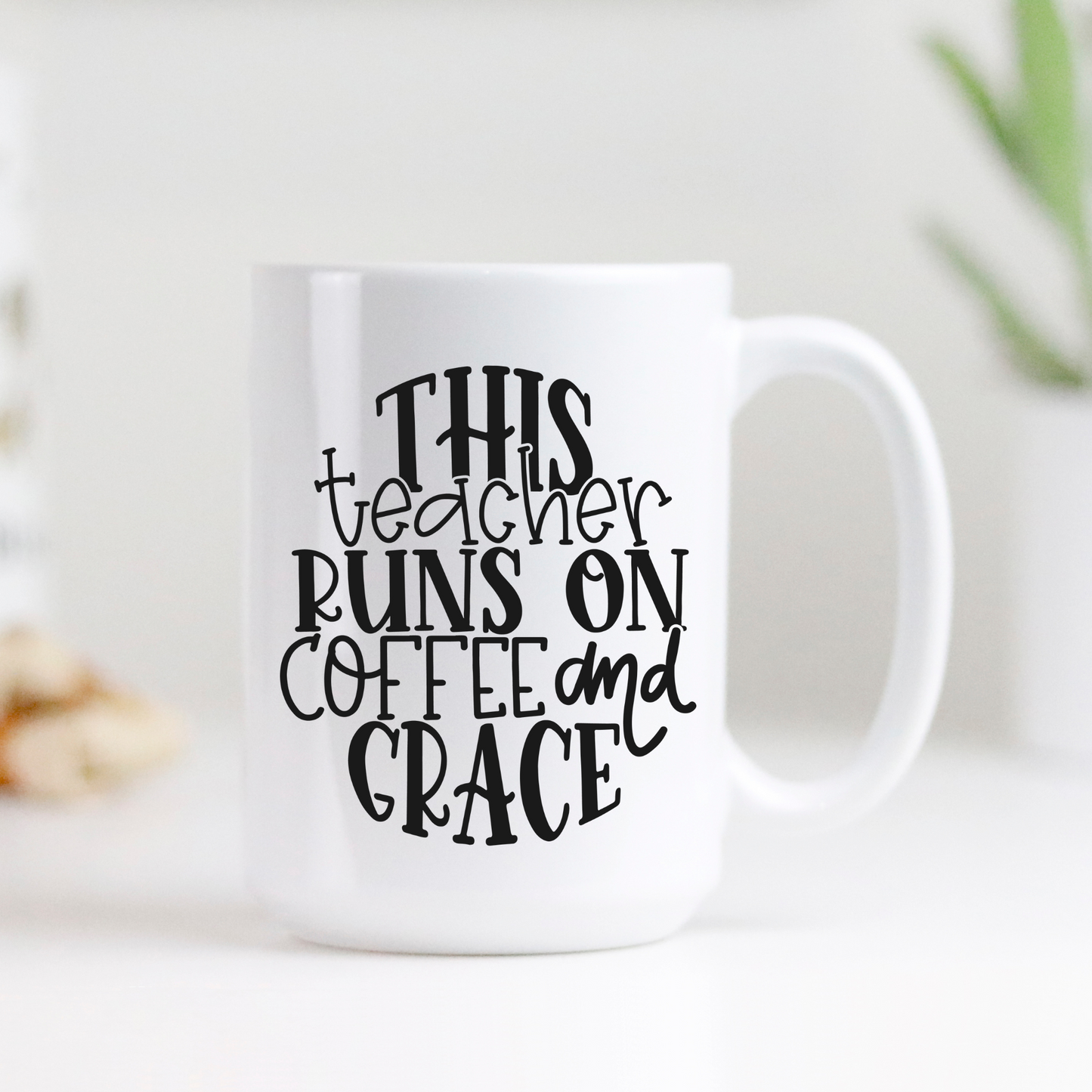 This Teacher Runs on Coffee and Grace Mug