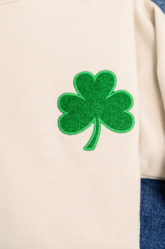 PREORDER: Embroidered Shamrock Glitter Sweatshirt in Two Colors